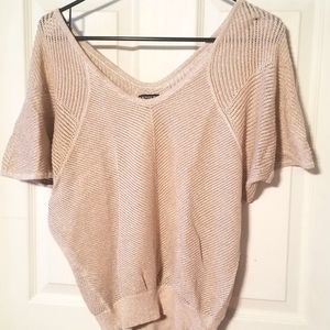 Sparkle Pink open stitch short sleeve top express